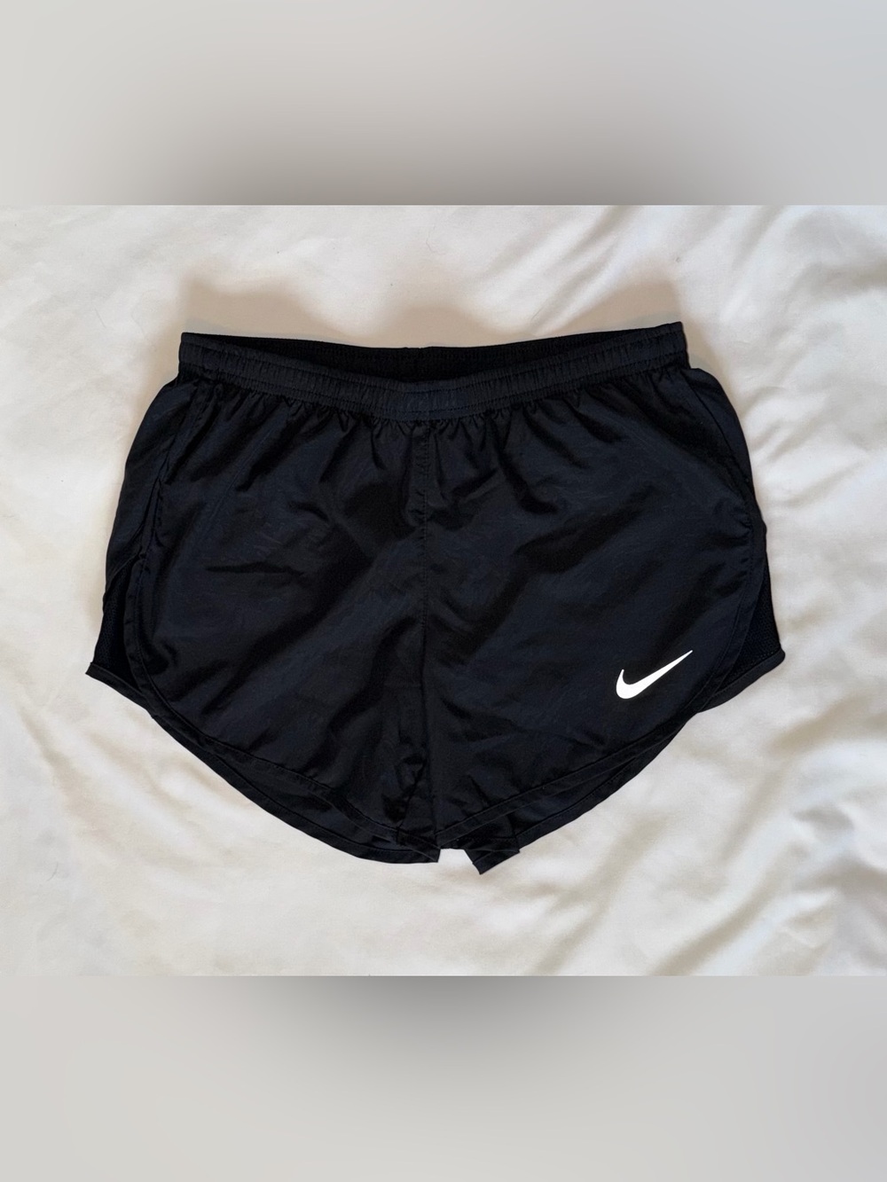 Nike Women's Black Athletic Running Shorts with White Swoosh